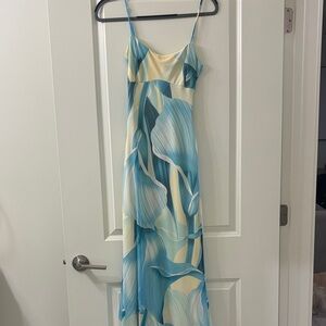 Elegant Blue and Yellow Maxi Dress